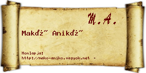 Makó Anikó névjegykártya